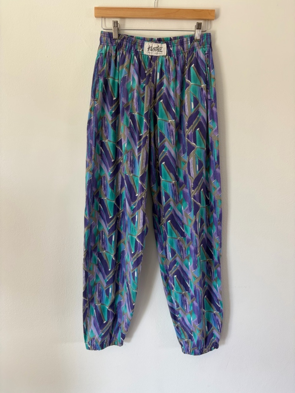 Aussie Vtg 80s 90s Elastic Pull-On Muscle Weightlifting Hammer Parachute Pants